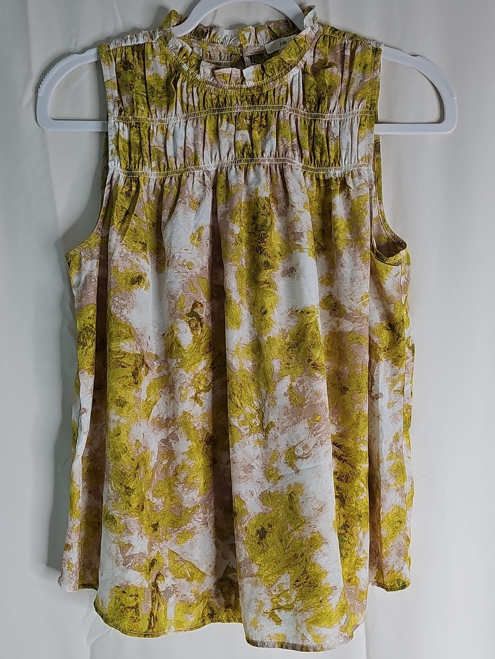 Joie Yellow Floral Smocked Sleeveless Top - Picture 1 of 7
